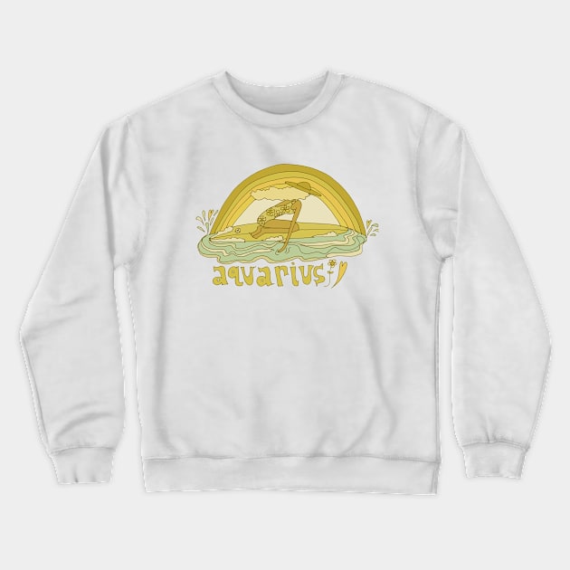 aquarius surfy zodiac // retro surf art by surfy birdy Crewneck Sweatshirt by surfybirdy